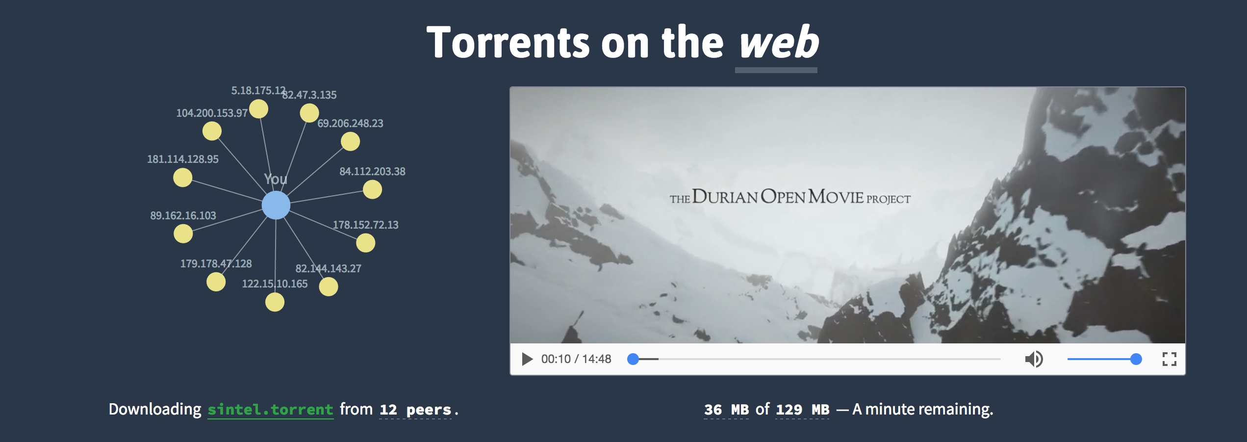 webtorrent homepage