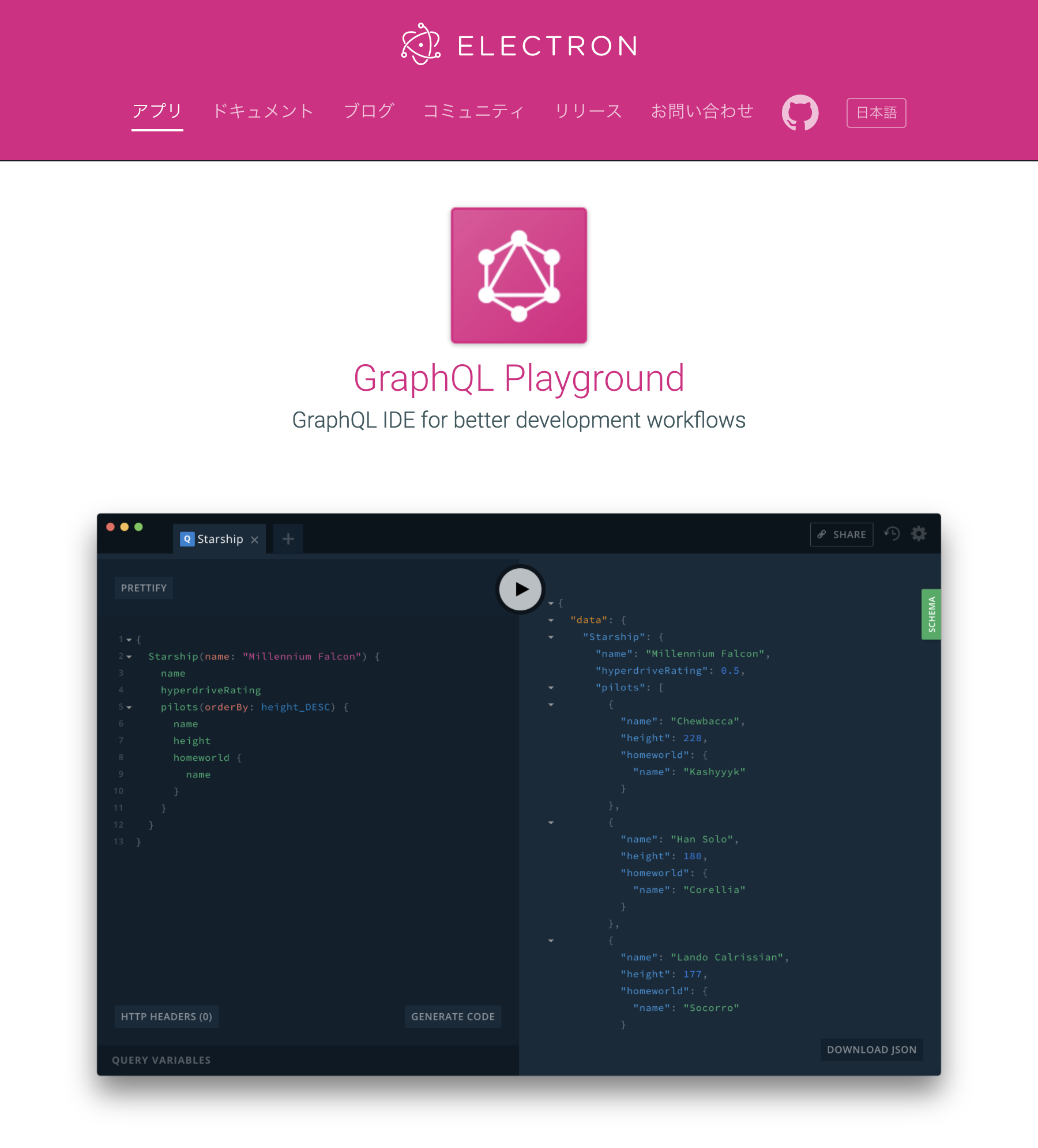 GraphQL プレイグラウンド